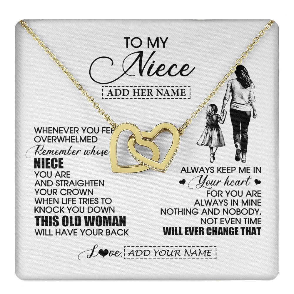 Interlocking Hearts Necklace 18K Yellow Gold Finish | 1 | Personalized To My Niece Gifts Necklace From Aunt Auntie Whenever Woman Unique Birthday Gifts For Niece Graduation Christmas Customized Gift Box Message Card | teecentury.myshopify
