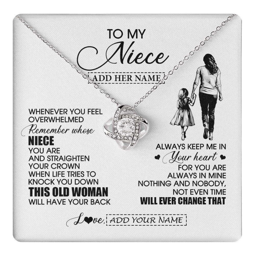 Love Knot Necklace 14K White Gold Finish | 1 | Personalized To My Niece Gifts Necklace From Aunt Auntie Whenever Woman Unique Birthday Gifts For Niece Graduation Christmas Customized Gift Box Message Card | teecentury.myshopify