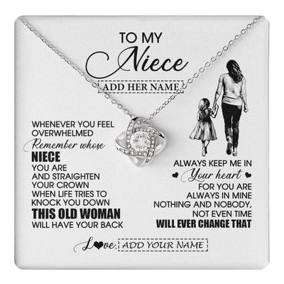 Love Knot Necklace 14K White Gold Finish | 1 | Personalized To My Niece Gifts Necklace From Aunt Auntie Whenever Woman Unique Birthday Gifts For Niece Graduation Christmas Customized Gift Box Message Card | teecentury.myshopify
