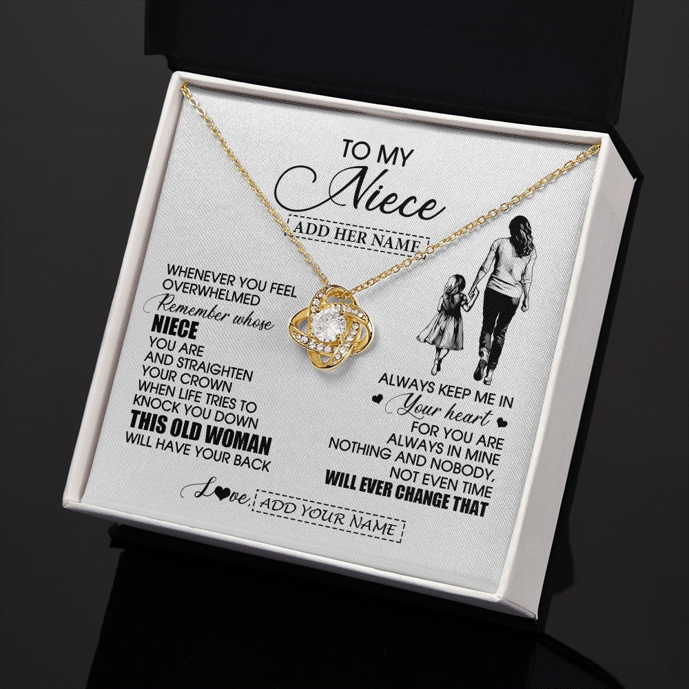 Love Knot Necklace 18K Yellow Gold Finish | 2 | Personalized To My Niece Gifts Necklace From Aunt Auntie Whenever Woman Unique Birthday Gifts For Niece Graduation Christmas Customized Gift Box Message Card | teecentury.myshopify