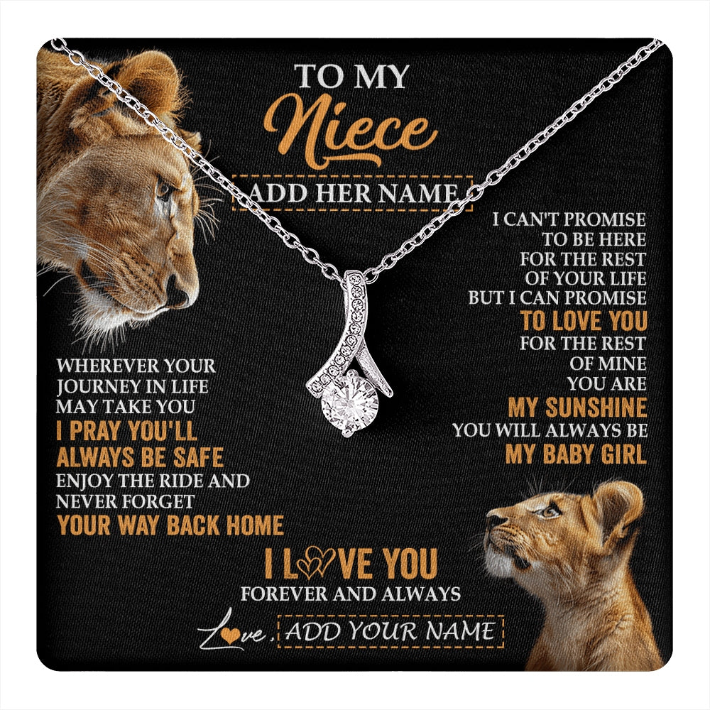 Alluring Beauty Necklace 14K White Gold Finish | 1 | Personalized To My Niece Gifts Necklace From Aunt Auntie Wherever Your Journey In Life Lion Niece Birthday Gifts Christmas Custom Gift Box Message Card | https://teecentury.