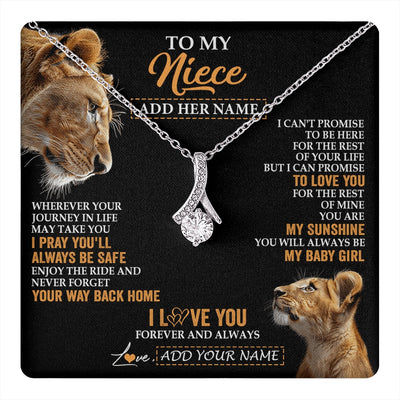 Alluring Beauty Necklace 14K White Gold Finish | 1 | Personalized To My Niece Gifts Necklace From Aunt Auntie Wherever Your Journey In Life Lion Niece Birthday Gifts Christmas Custom Gift Box Message Card | https://teecentury.