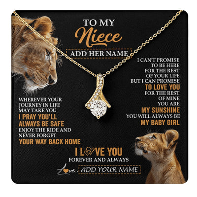 Alluring Beauty Necklace 18K Yellow Gold Finish | 1 | Personalized To My Niece Gifts Necklace From Aunt Auntie Wherever Your Journey In Life Lion Niece Birthday Gifts Christmas Custom Gift Box Message Card | https://teecentury.