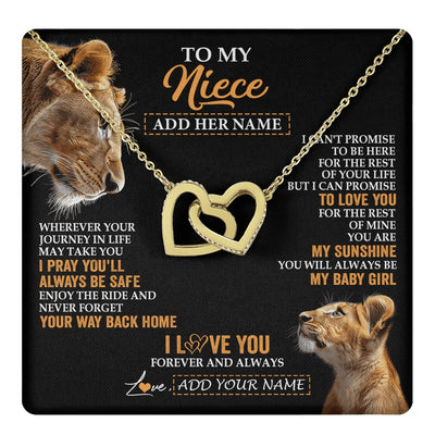 Interlocking Hearts Necklace 18K Yellow Gold Finish | 1 | Personalized To My Niece Gifts Necklace From Aunt Auntie Wherever Your Journey In Life Lion Niece Birthday Gifts Christmas Custom Gift Box Message Card | https://teecentury.