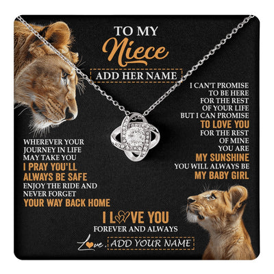 Love Knot Necklace 14K White Gold Finish | 1 | Personalized To My Niece Gifts Necklace From Aunt Auntie Wherever Your Journey In Life Lion Niece Birthday Gifts Christmas Custom Gift Box Message Card | https://teecentury.