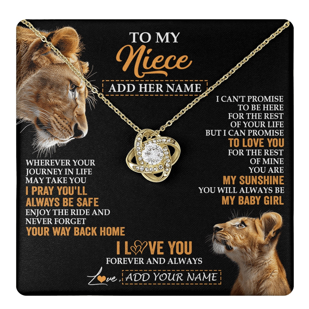 Love Knot Necklace 18K Yellow Gold Finish | 1 | Personalized To My Niece Gifts Necklace From Aunt Auntie Wherever Your Journey In Life Lion Niece Birthday Gifts Christmas Custom Gift Box Message Card | https://teecentury.