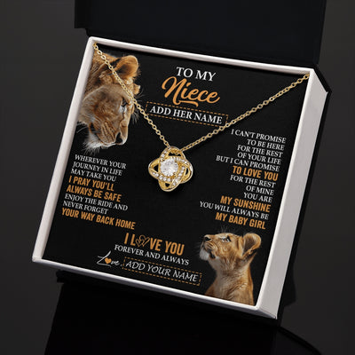 Love Knot Necklace 18K Yellow Gold Finish | 2 | Personalized To My Niece Gifts Necklace From Aunt Auntie Wherever Your Journey In Life Lion Niece Birthday Gifts Christmas Custom Gift Box Message Card | https://teecentury.