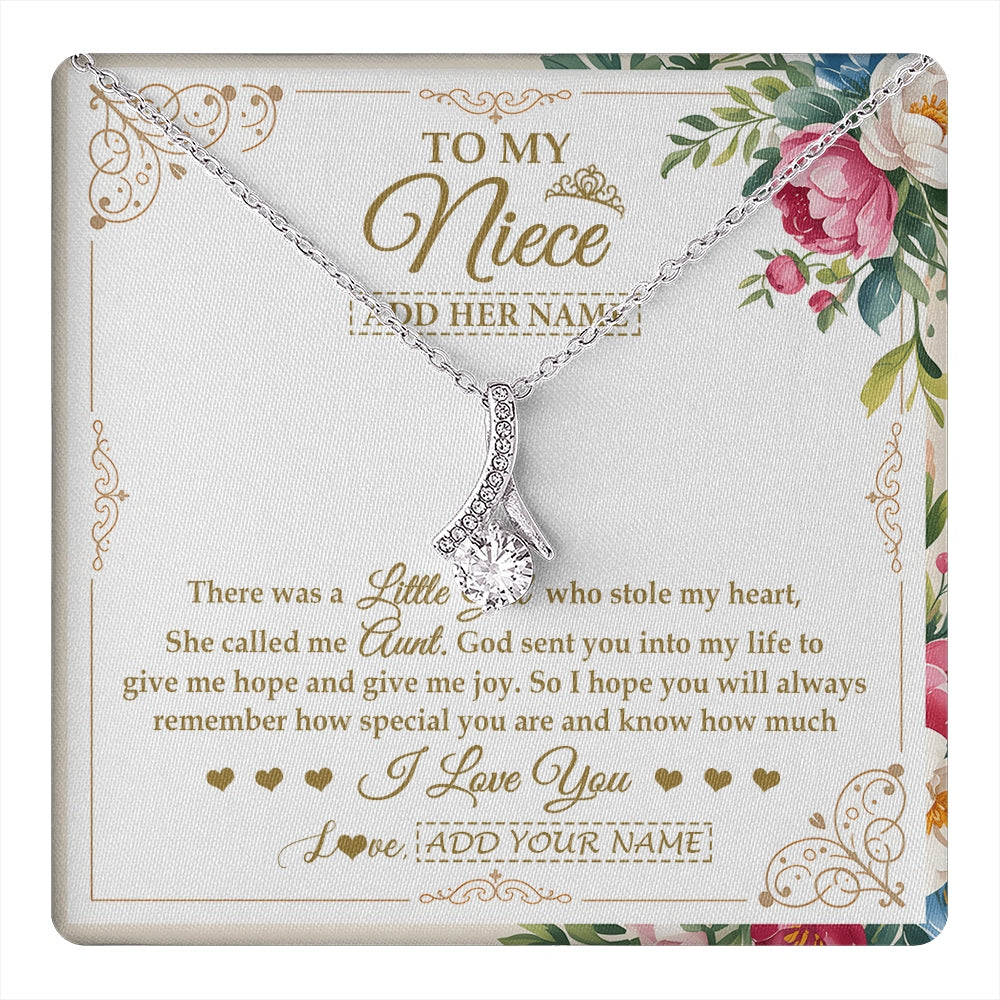 Alluring Beauty Necklace 14K White Gold Finish | 1 | Personalized To My Niece Gifts Necklace From Aunt Filled With My Love Niece Birthday Gifts Graduation Wedding Valentines Christmas Gift Box Message Card | https://teecentury.