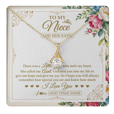 Alluring Beauty Necklace 18K Yellow Gold Finish | 1 | Personalized To My Niece Gifts Necklace From Aunt Filled With My Love Niece Birthday Gifts Graduation Wedding Valentines Christmas Gift Box Message Card | https://teecentury.