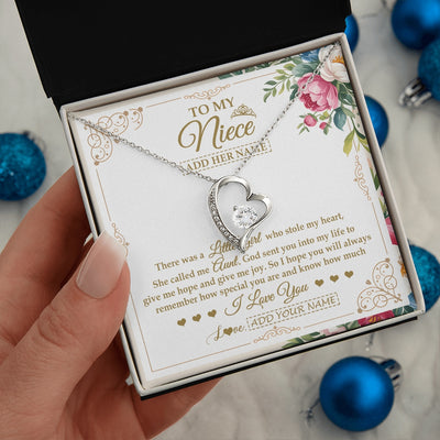 Forever Love Necklace 14K White Gold Finish | 2 | Personalized To My Niece Gifts Necklace From Aunt Filled With My Love Niece Birthday Gifts Graduation Wedding Valentines Christmas Gift Box Message Card | https://teecentury.