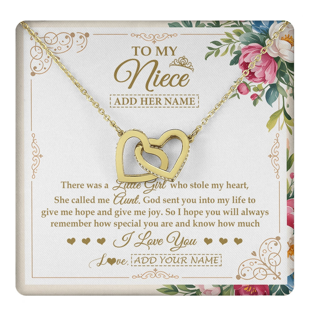 Interlocking Hearts Necklace 18K Yellow Gold Finish | 1 | Personalized To My Niece Gifts Necklace From Aunt Filled With My Love Niece Birthday Gifts Graduation Wedding Valentines Christmas Gift Box Message Card | https://teecentury.