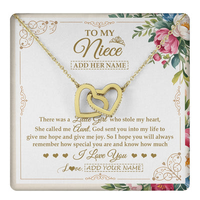 Interlocking Hearts Necklace 18K Yellow Gold Finish | 1 | Personalized To My Niece Gifts Necklace From Aunt Filled With My Love Niece Birthday Gifts Graduation Wedding Valentines Christmas Gift Box Message Card | https://teecentury.