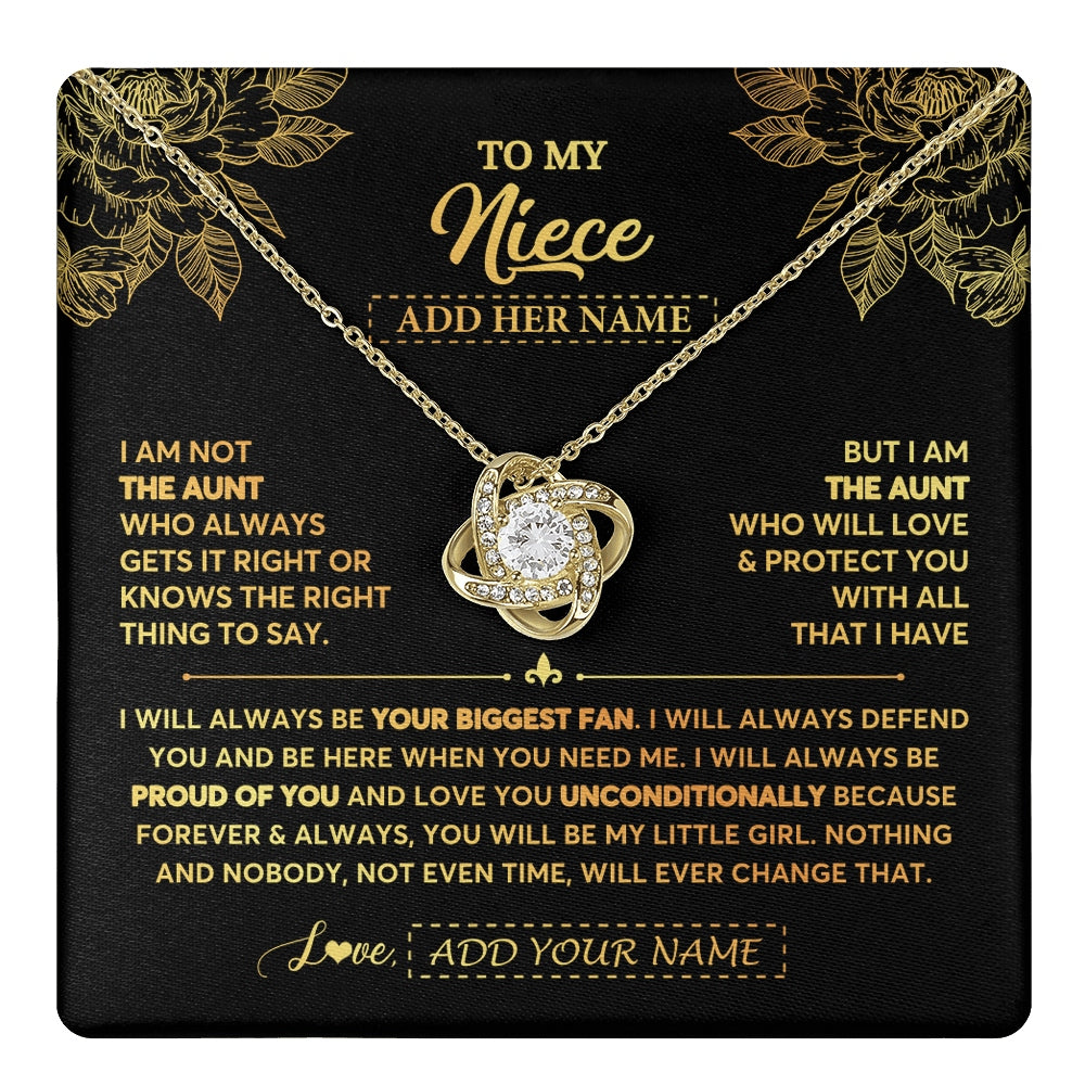 Love Knot Necklace 18K Yellow Gold Finish | 1 | Personalized To My Niece Gifts Necklace From Aunt Meaningful Family Jewelry Birthday Gifts For Niece Graduation Christmas Custom Gift Box Message Card | https://teecentury.