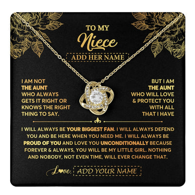 Love Knot Necklace 18K Yellow Gold Finish | 1 | Personalized To My Niece Gifts Necklace From Aunt Meaningful Family Jewelry Birthday Gifts For Niece Graduation Christmas Custom Gift Box Message Card | https://teecentury.