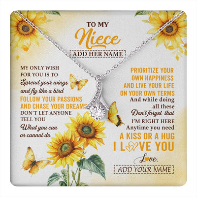 Alluring Beauty Necklace 14K White Gold Finish | 1 | Personalized To My Niece Gifts Necklace From Aunt Sunflower My Only Wish For You Niece Birthday Gifts Graduation Christmas Custom Gift Box Message Card | https://teecentury.
