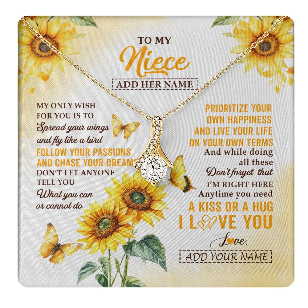 Alluring Beauty Necklace 18K Yellow Gold Finish | 1 | Personalized To My Niece Gifts Necklace From Aunt Sunflower My Only Wish For You Niece Birthday Gifts Graduation Christmas Custom Gift Box Message Card | https://teecentury.