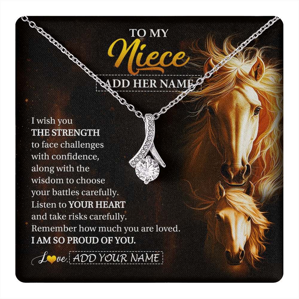 Alluring Beauty Necklace 14K White Gold Finish | 1 | Personalized To My Niece Gifts Necklace From Aunt Uncle Auntie I Wish You The Strength Horse Niece Birthday Gifts Christmas Graduation Gift Box Message Card | https://teecentury.