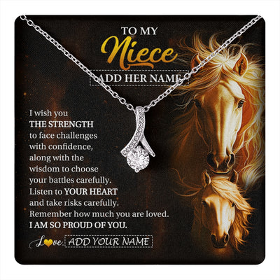 Alluring Beauty Necklace 14K White Gold Finish | 1 | Personalized To My Niece Gifts Necklace From Aunt Uncle Auntie I Wish You The Strength Horse Niece Birthday Gifts Christmas Graduation Gift Box Message Card | https://teecentury.