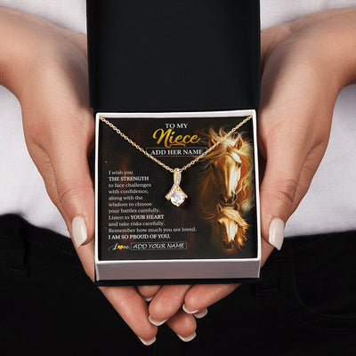 Alluring Beauty Necklace 18K Yellow Gold Finish | 2 | Personalized To My Niece Gifts Necklace From Aunt Uncle Auntie I Wish You The Strength Horse Niece Birthday Gifts Christmas Graduation Gift Box Message Card | https://teecentury.