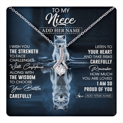 Alluring Beauty Necklace 14K White Gold Finish | 1 | Personalized To My Niece Gifts Necklace From Aunt Uncle Auntie I Wish You The Strength Wolf Niece Birthday Gifts Christmas Graduation Gift Box Message Card | https://teecentury.