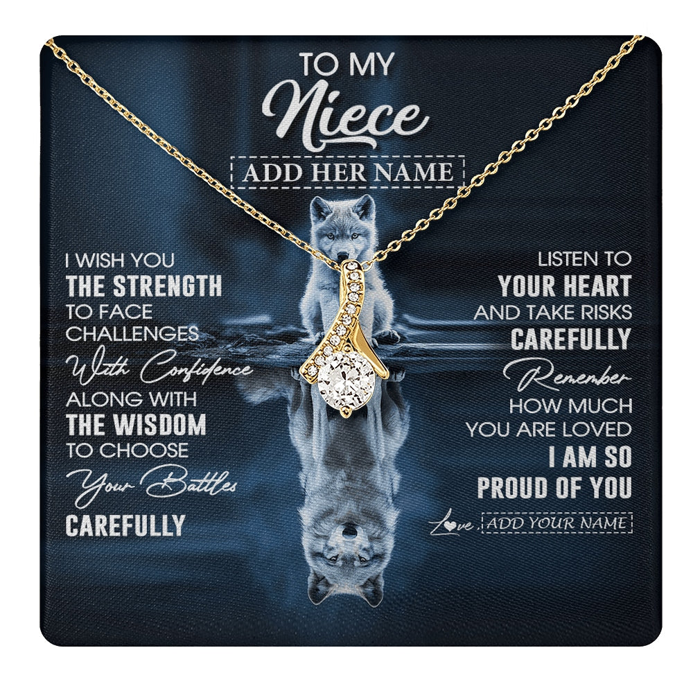 Alluring Beauty Necklace 18K Yellow Gold Finish | 1 | Personalized To My Niece Gifts Necklace From Aunt Uncle Auntie I Wish You The Strength Wolf Niece Birthday Gifts Christmas Graduation Gift Box Message Card | https://teecentury.