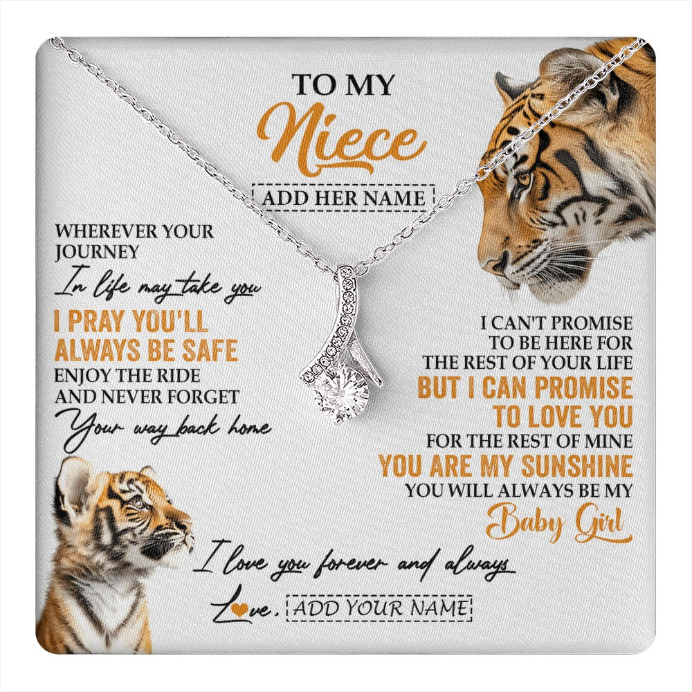 Alluring Beauty Necklace 14K White Gold Finish | 1 | Personalized To My Niece Gifts Necklace From Aunt Uncle Auntie Wherever Your Journey In Life Tiger Niece Birthday Gifts Custom Gift Box Message Card | https://teecentury.