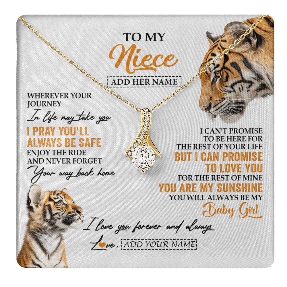 Alluring Beauty Necklace 18K Yellow Gold Finish | 1 | Personalized To My Niece Gifts Necklace From Aunt Uncle Auntie Wherever Your Journey In Life Tiger Niece Birthday Gifts Custom Gift Box Message Card | https://teecentury.