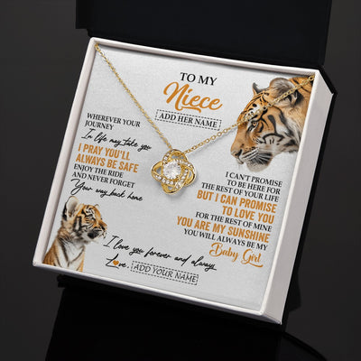 Love Knot Necklace 18K Yellow Gold Finish | 2 | Personalized To My Niece Gifts Necklace From Aunt Uncle Auntie Wherever Your Journey In Life Tiger Niece Birthday Gifts Custom Gift Box Message Card | https://teecentury.