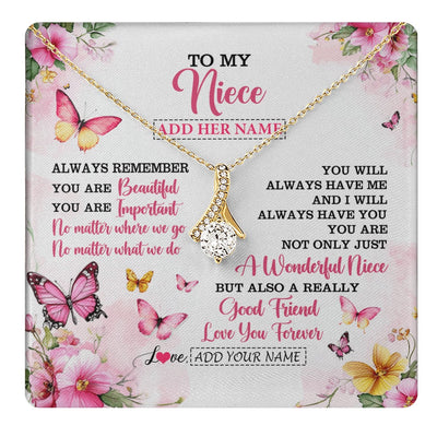 Alluring Beauty Necklace 18K Yellow Gold Finish | 1 | Personalized To My Niece Gifts Necklace From Aunt Uncle Auntie You Are Beautiful Birthday Gifts For Niece Graduation Christmas Custom Gift Box Message Card | https://teecentury.