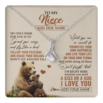 Alluring Beauty Necklace 14K White Gold Finish | 1 | Personalized To My Niece Gifts Necklace From Aunt Uncle Bear My Only Wish For You Niece Birthday Gifts Graduation Christmas Customized Gift Box Message Card | teecentury.myshopify