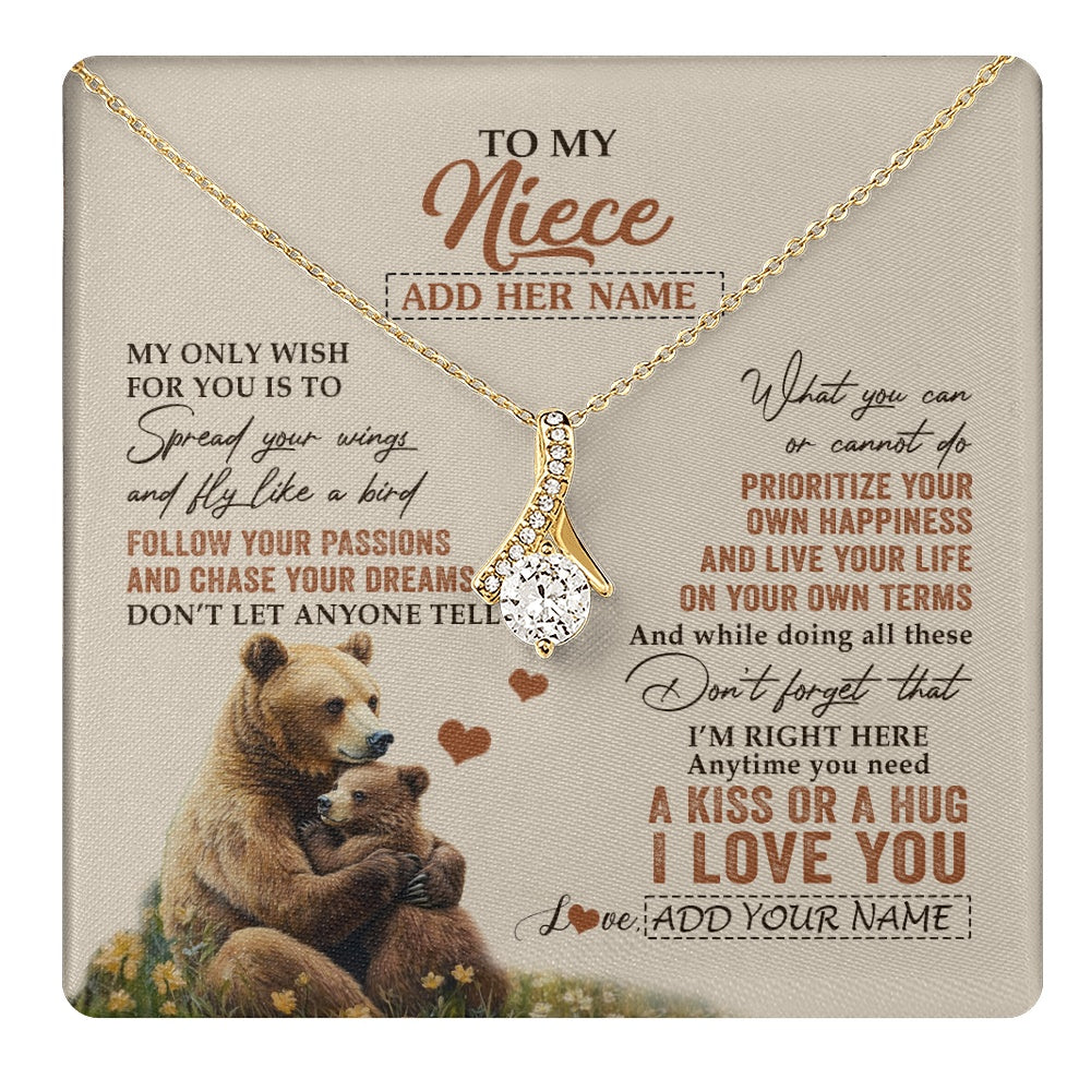 Alluring Beauty Necklace 18K Yellow Gold Finish | 1 | Personalized To My Niece Gifts Necklace From Aunt Uncle Bear My Only Wish For You Niece Birthday Gifts Graduation Christmas Customized Gift Box Message Card | teecentury.myshopify