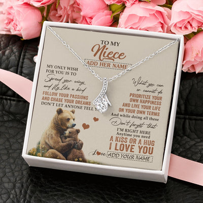 Alluring Beauty Necklace 14K White Gold Finish | 2 | Personalized To My Niece Gifts Necklace From Aunt Uncle Bear My Only Wish For You Niece Birthday Gifts Graduation Christmas Customized Gift Box Message Card | teecentury.myshopify