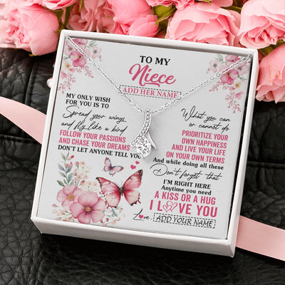 Alluring Beauty Necklace 14K White Gold Finish | 2 | Personalized To My Niece Gifts Necklace From Aunt Uncle Butterfly My Only Wish For You Niece Birthday Gifts Christmas Customized Gift Box Message Card | teecentury.myshopify