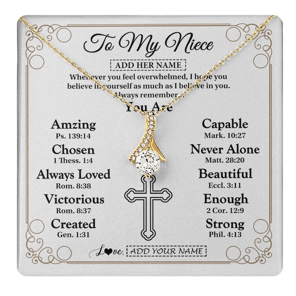 Alluring Beauty Necklace 18K Yellow Gold Finish | 1 | Personalized To My Niece Gifts Necklace From Aunt Uncle Christ Christian Gifts For Aunt Niece Birthday Christmas Graduation Custom Gift Box Message Card | https://teecentury.