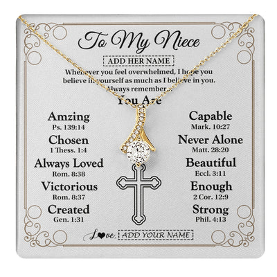 Alluring Beauty Necklace 18K Yellow Gold Finish | 1 | Personalized To My Niece Gifts Necklace From Aunt Uncle Christ Christian Gifts For Aunt Niece Birthday Christmas Graduation Custom Gift Box Message Card | https://teecentury.