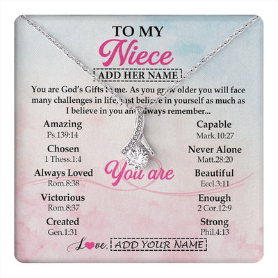 Alluring Beauty Necklace 14K White Gold Finish | 1 | Personalized To My Niece Gifts Necklace From Aunt Uncle Christian Religious Jewelry Gifts For Niece Birthday Graduation Christmas Custom Gift Box Message Card | https://teecentury.