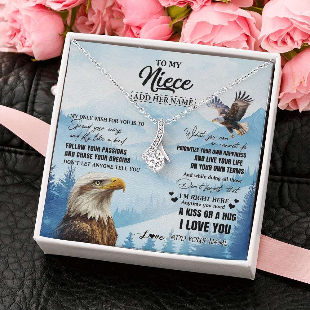 Alluring Beauty Necklace 14K White Gold Finish | 2 | Personalized To My Niece Gifts Necklace From Aunt Uncle Eagle My Only Wish For You Niece Birthday Gifts Graduation Christmas Customized Gift Box Message Card | teecentury.myshopify