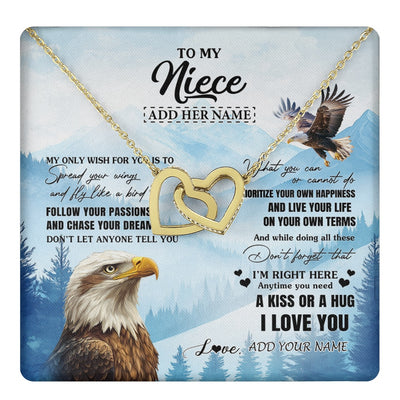 Interlocking Hearts Necklace 18K Yellow Gold Finish | 1 | Personalized To My Niece Gifts Necklace From Aunt Uncle Eagle My Only Wish For You Niece Birthday Gifts Graduation Christmas Customized Gift Box Message Card | teecentury.myshopify