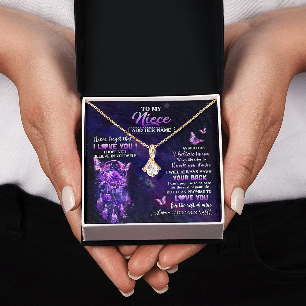 Alluring Beauty Necklace 18K Yellow Gold Finish | 2 | Personalized To My Niece Gifts Necklace From Aunt Uncle Floral Butterfly Love You Niece Birthday Gifts Graduation Christmas Custom Gift Box Message Card | https://teecentury.