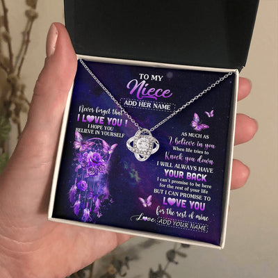 Love Knot Necklace 14K White Gold Finish | 2 | Personalized To My Niece Gifts Necklace From Aunt Uncle Floral Butterfly Love You Niece Birthday Gifts Graduation Christmas Custom Gift Box Message Card | https://teecentury.