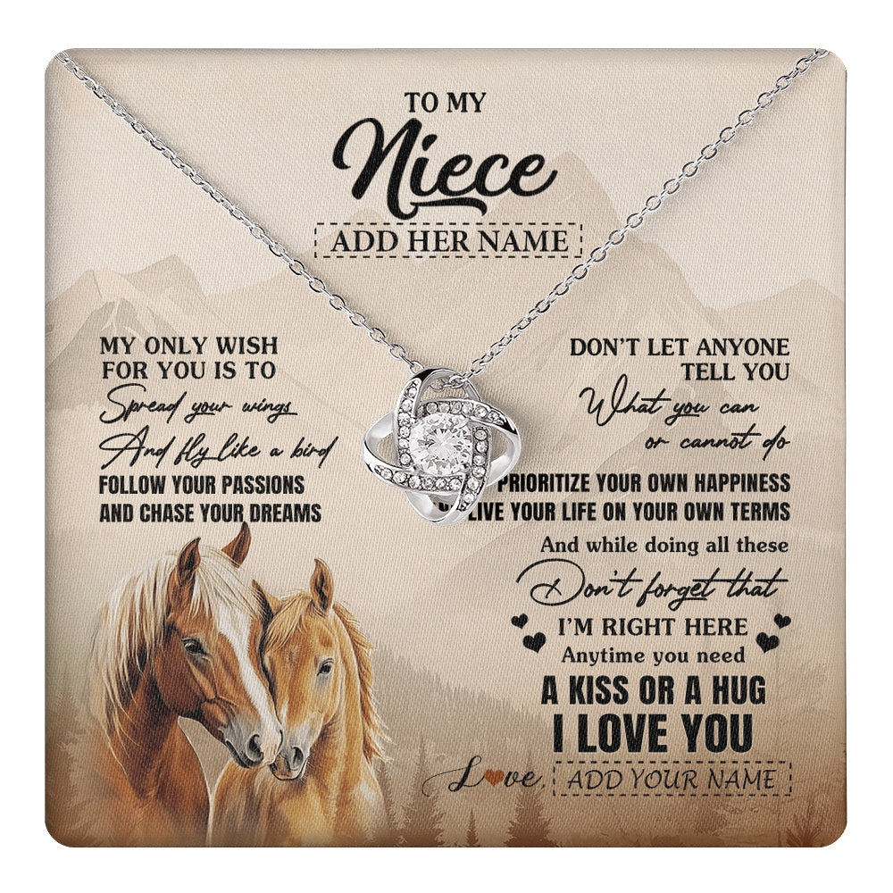 Love Knot Necklace 14K White Gold Finish | 1 | Personalized To My Niece Gifts Necklace From Aunt Uncle Horse My Only Wish For You Niece Birthday Gifts Graduation Christmas Customized Gift Box Message Card | https://teecentury.
