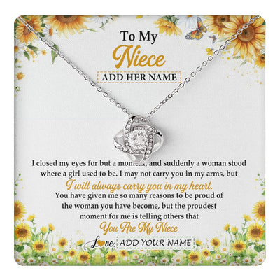 Love Knot Necklace 14K White Gold Finish | 1 | Personalized To My Niece Gifts Necklace From Aunt Uncle I Closed My Eyes Sunflower Best Niece Birthday Gifts Graduation Christmas Custom Gift Box Message Card | teecentury.myshopify