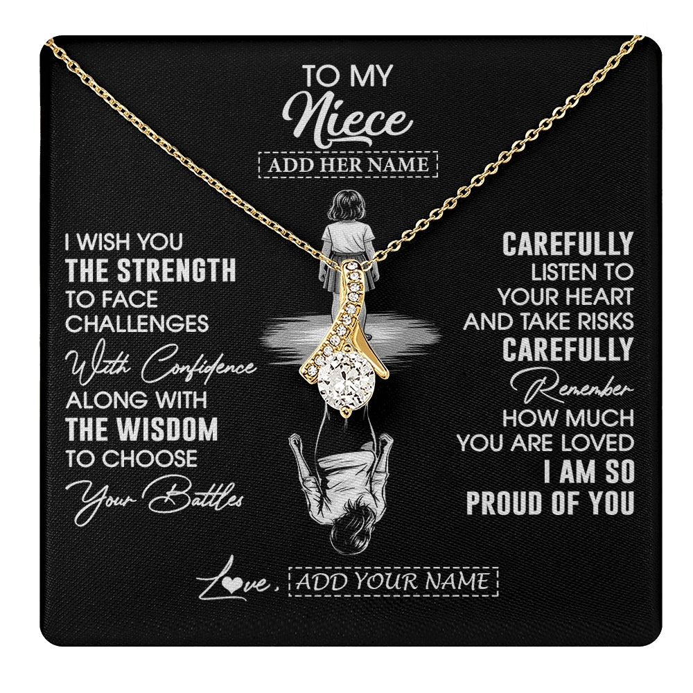 Alluring Beauty Necklace 18K Yellow Gold Finish | 1 | Personalized To My Niece Gifts Necklace From Aunt Uncle I Wish You The Strength Aunt Niece Birthday Gifts Christmas Graduation Custom Gift Box Message Card | https://teecentury.