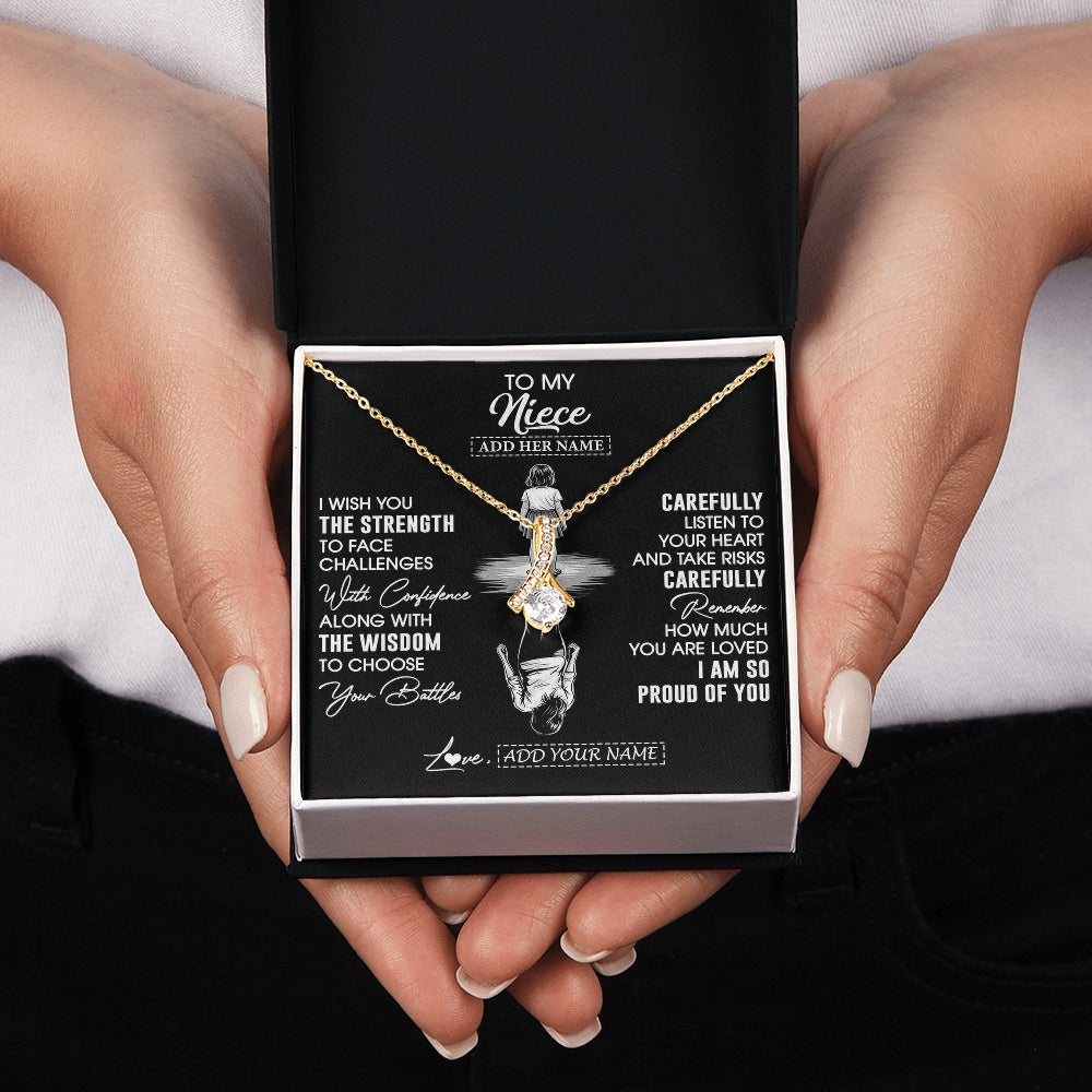 Alluring Beauty Necklace 18K Yellow Gold Finish | 2 | Personalized To My Niece Gifts Necklace From Aunt Uncle I Wish You The Strength Aunt Niece Birthday Gifts Christmas Graduation Custom Gift Box Message Card | https://teecentury.