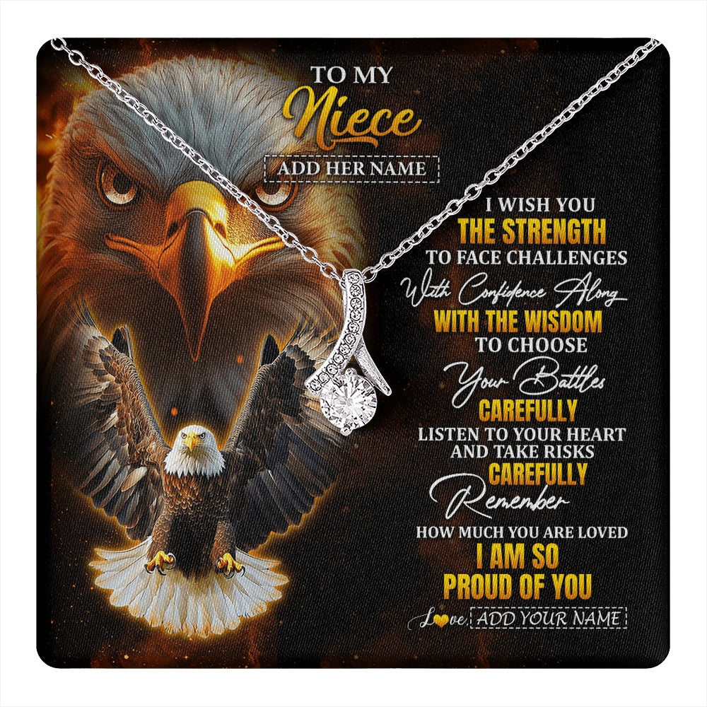 Alluring Beauty Necklace 14K White Gold Finish | 1 | Personalized To My Niece Gifts Necklace From Aunt Uncle I Wish You The Strength Eagle Niece Birthday Gifts Christmas Graduation Custom Gift Box Message Card | https://teecentury.