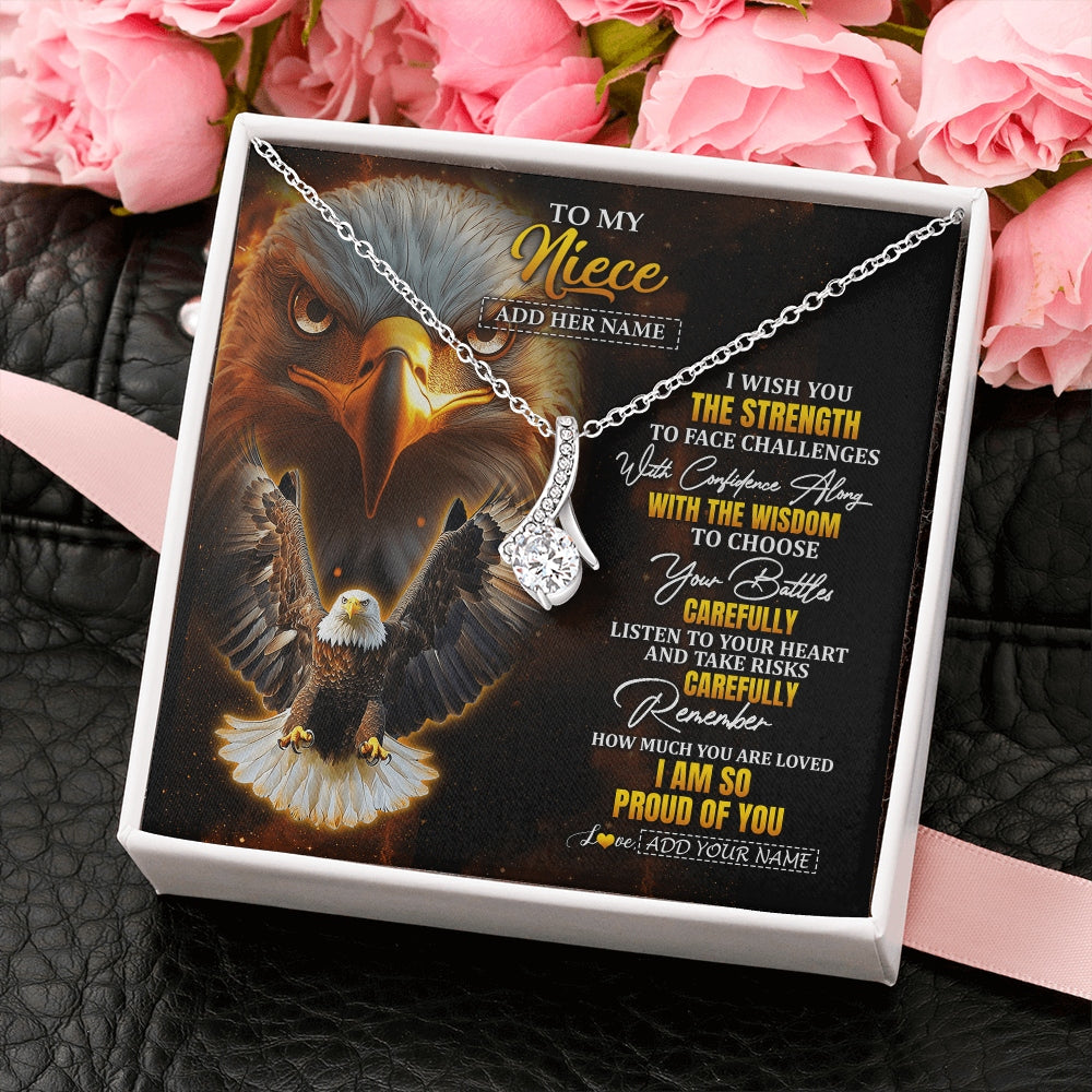 Alluring Beauty Necklace 14K White Gold Finish | 2 | Personalized To My Niece Gifts Necklace From Aunt Uncle I Wish You The Strength Eagle Niece Birthday Gifts Christmas Graduation Custom Gift Box Message Card | https://teecentury.