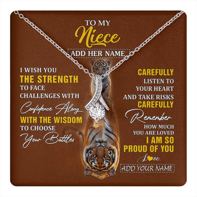 Alluring Beauty Necklace 14K White Gold Finish | 1 | Personalized To My Niece Gifts Necklace From Aunt Uncle I Wish You The Strength Tiger Niece Birthday Gifts Christmas Graduation Custom Gift Box Message Card | https://teecentury.