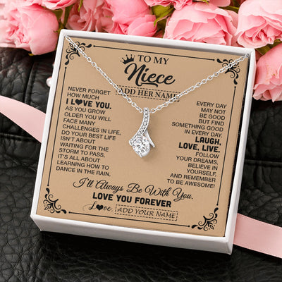 Alluring Beauty Necklace 14K White Gold Finish | 2 | Personalized To My Niece Gifts Necklace From Aunt Uncle Never Forget How Much I Love You Niece Birthday Gifts Christmas Customized Gift Box Message Card | https://teecentury.
