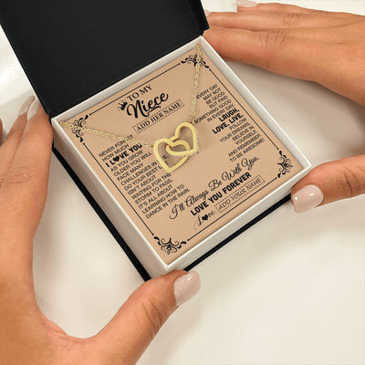 Interlocking Hearts Necklace 18K Yellow Gold Finish | 2 | Personalized To My Niece Gifts Necklace From Aunt Uncle Never Forget How Much I Love You Niece Birthday Gifts Christmas Customized Gift Box Message Card | https://teecentury.