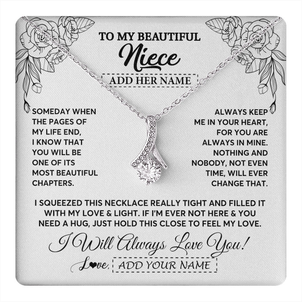 Alluring Beauty Necklace 14K White Gold Finish | 1 | Personalized To My Niece Gifts Necklace From Aunt Uncle Someday When The Pages Birthday Gifts Niece Christmas Graduation Custom Jewelry Gift Box Message Card | https://teecentury.